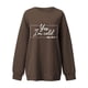 thumbnail image 4 of ICHUANYI Clearance Women's Fashion Sweatshirts Long Sleeved English Printed Pullover Fall Crewneck Sweatshirt(Coffee, XXL) ICHUANYI WER2023081514189, 4 of 5