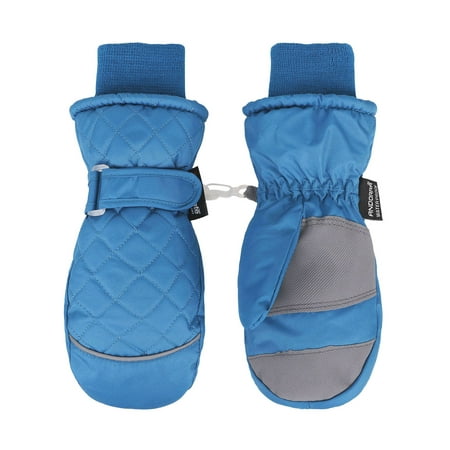 - Kid's Waterproof Thinsulate Lined Ski Mittens w/Snow Cuff, Blue, S