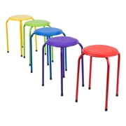 Fat Catalog Assorted Primary Color Metal Stack Stool with Padded Seat 17 seat height (5 Pack)