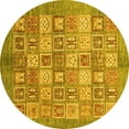 thumbnail image 1 of Ahgly Company Machine Washable Indoor Round Abstract Yellow Modern Area Rugs, 6' Round, 1 of 4