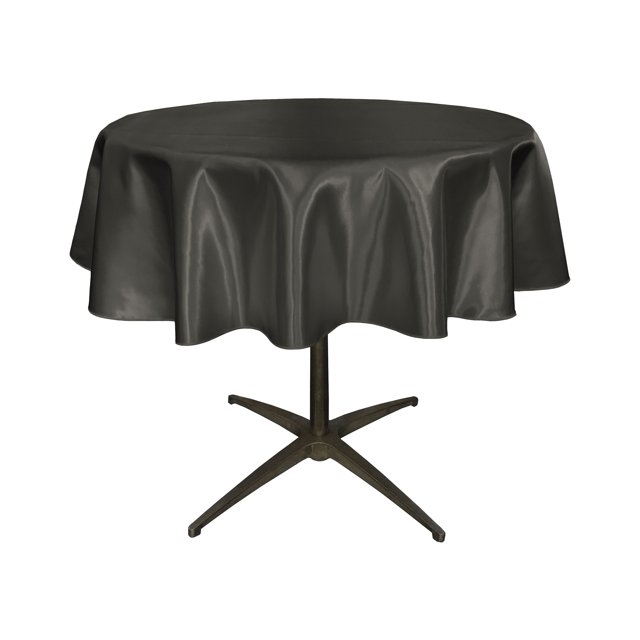 Mantel redondo de satén nupcial de lino de 51 pulgadas LA Linen TCbridal51R_BlackB24