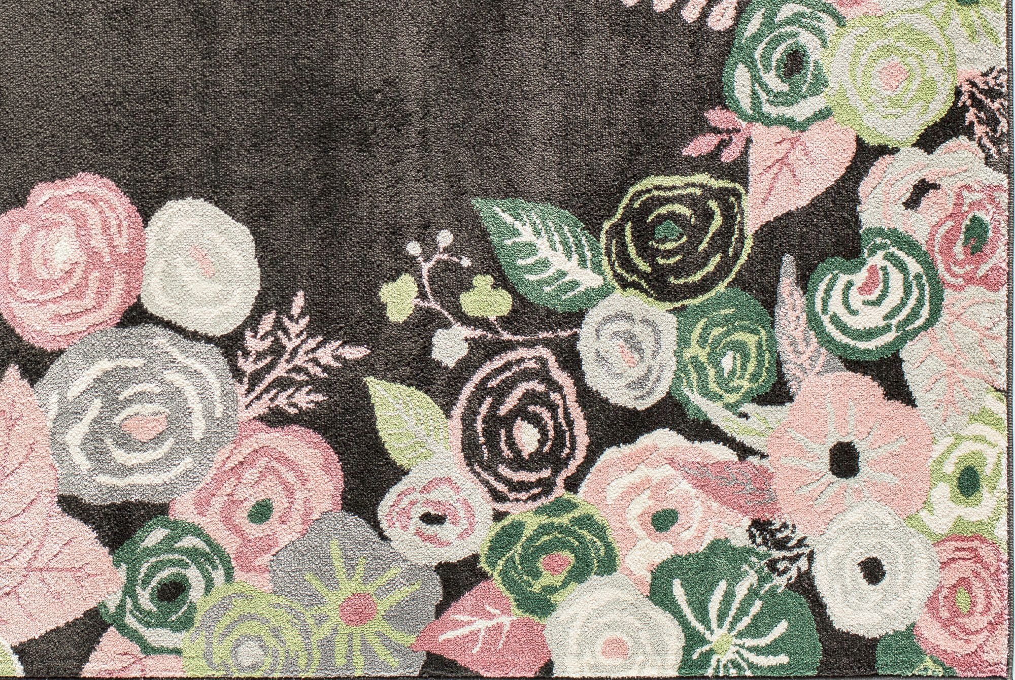 Rugs America Hanna VA35C Royal Blossom Pink Onyx Floral Transitional Black Area Rug, 9'x12'