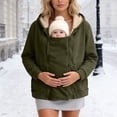 thumbnail image 2 of NOLDARES Maternity Coat Women's Kangaroo Sweatshirt for Mom and Baby Carrier Maternity Coat Fleece Jacket 3-In-1 Thicken Fleece Jacket,Zip Panels,Clothing(Q401-AG), 2 of 9