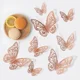 thumbnail image 1 of 12 Uds. Adhesivo de pared de mariposa hueca 3D dorado para decoración de boda, calcomanías para sala de estar, decoración del hogar, pegatinas de jardín de mariposas, 1 of 5