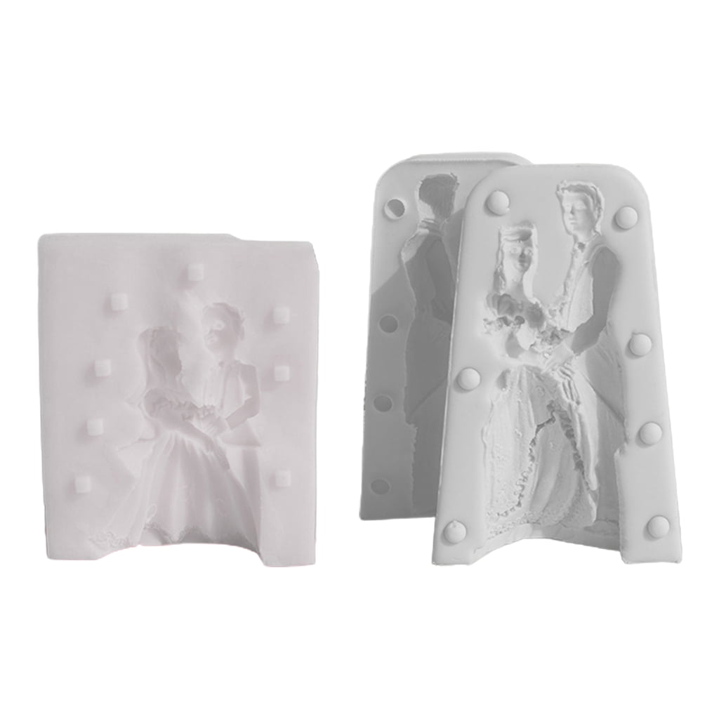 3D Couple Silicone Candle Mold Bride Groom Fondant Soap Chocolate Cake Mould for Wedding Valentines Day Gift Decoration