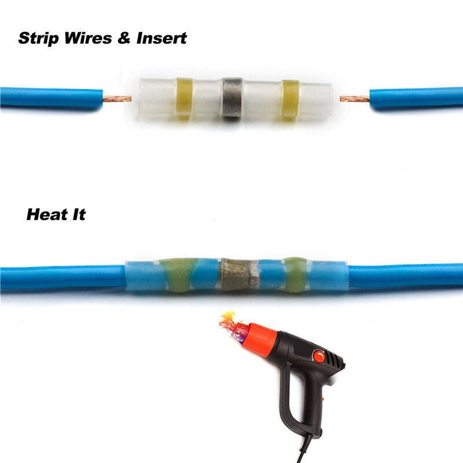 500pcs 12-10AWG Wire Connectors Heat Shrink Solder Seal Sleeve Butt Terminals