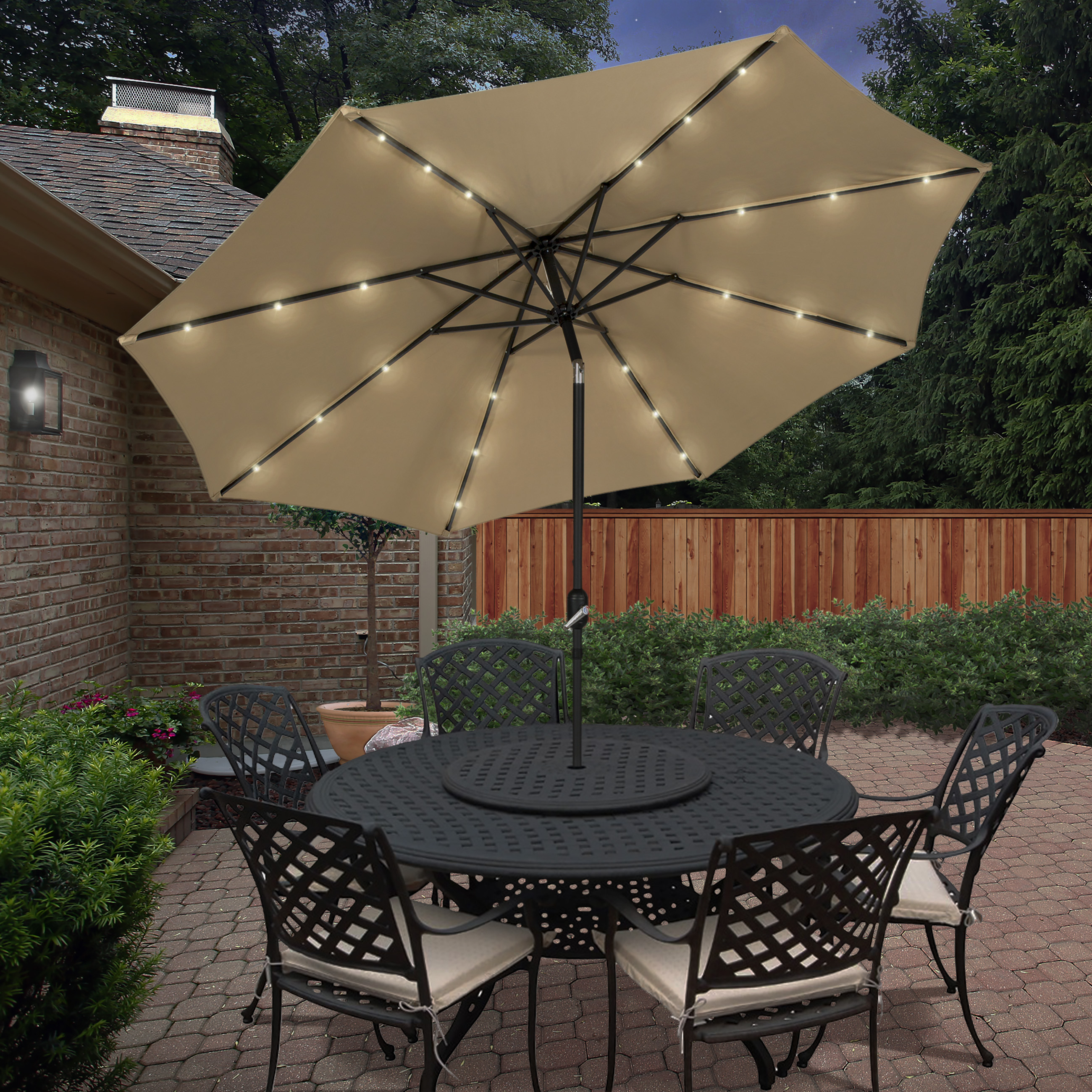 Best Choice Products 10u002639; Deluxe Solar LED Lighted Patio Umbrella With Tilt Tan  Walmart.com