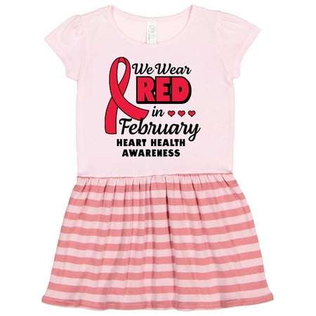 

Inktastic Heart Health Awareness We Wear Red in February Gift Toddler Girl Dress