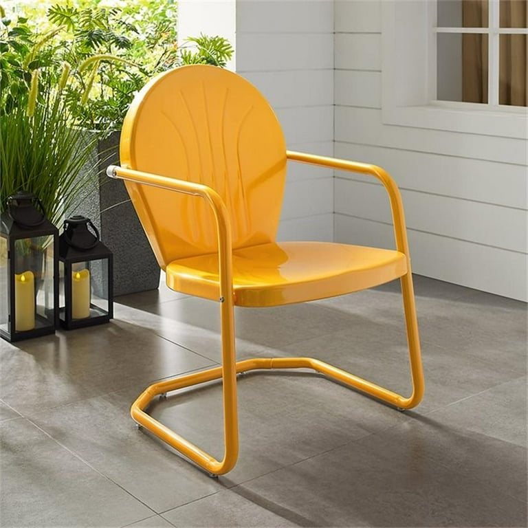 Home Square Griffith Piece Metal Patio Chair Set in Tangerine