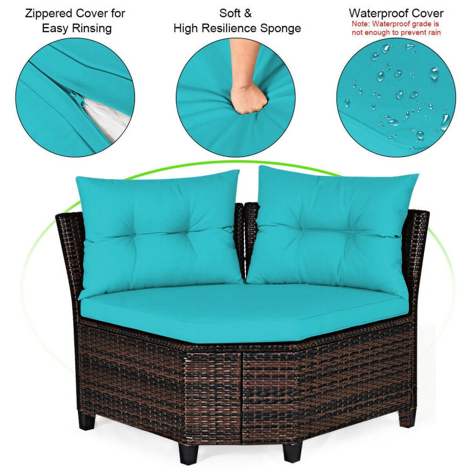 Aimee Lii 4 Pieces Outdoor Cushioned Rattan Furniture Set, Outdoor Deck Furniture, Turquoise Aimee Lii 4 Pieces Outdoor Cushioned Rattan Furniture Set, Outdoor Deck Furniture, Turquoise