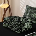 thumbnail image 6 of Homewish Retro Bohemian Zipper Queen Comforter Set with Fitted Sheet and 2 Pillowcases,Vintage Rose Flowers Zipper Bedding Set,Gray Green,Black Reversible,4pcs, 6 of 8