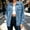 Sky Blue, variant on Women's Denim Jacket Oversized Frayed Hem Jean Trucker Jacket Black XXL