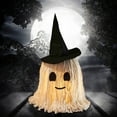 thumbnail image 5 of Adorno de fantasma brillante de Halloween | Decoración de sombrero de bruja Gnome | Decoración de elfo hecha a mano | Barba de fibra | Figura de amuleto de la suerte | Exhibición de estante de mesa, 5 of 5