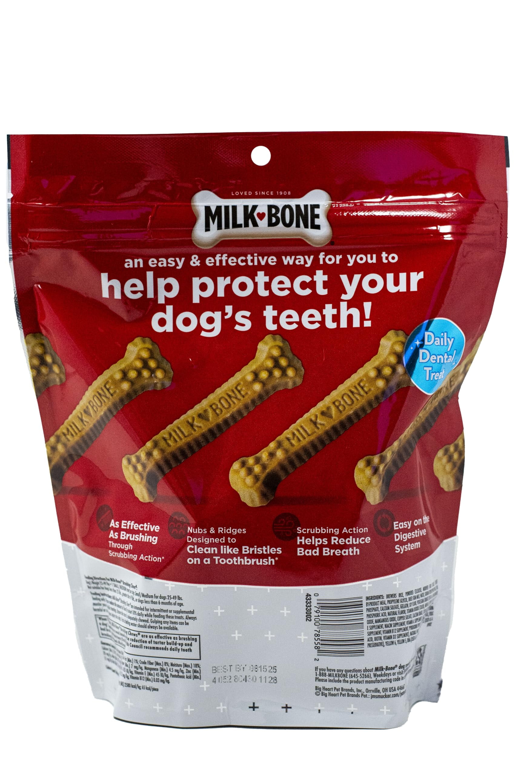 Dental Dog Treats, Brushing Chews - Small/Medium - Milk-Bone  | MerlinsMart Zine + Rope Toy