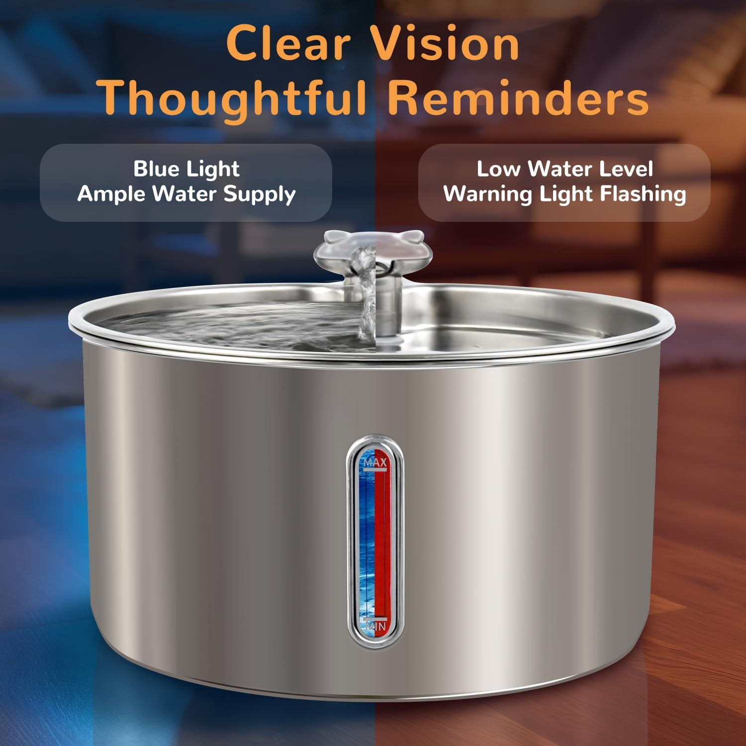 Automatic Stainless Steel Pet Water Fountain, 4L/135oz Capacity with Replacement Filters, Ultra-Quiet Adjustable Pump, 3 Flow Modes for Cats and Dogs in Multi-Pet Homes