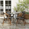 thumbnail image 3 of Merrick Lane Set of Four Stacking Thonet French Bistro Style Chair with Arms, Black & White PE Rattan Seat, and Bamboo Metal Frame for Indoor/Outdoor Use, 3 of 15