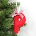 thumbnail image 2 of Beautynvta 26 Initial Letter Ornaments Christmas Tree Decoration, 4.7'' Fabric Letter Christmas Pendant with Bow Bell, Personalized Hanging Alphabet Letters for Christmas Tree Decor, P, 2 of 5