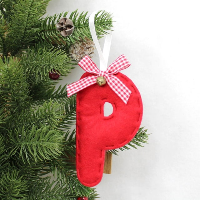 Adorno Colgante para Árbol de Navidad con 26 Letras | Decoración Navideña Personalizada para El Hogar, La Oficina o La Escuela | Gorros de Papá Noel y Colores Rojos | Paquete de 1