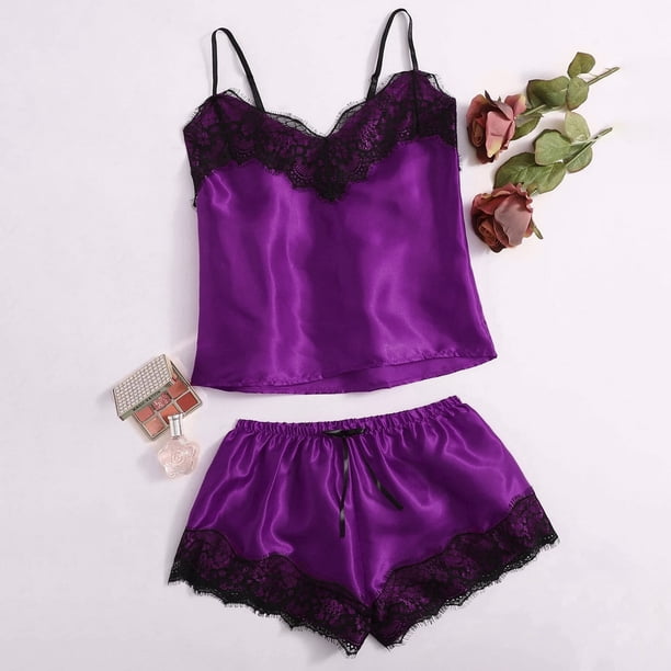 Pijamas sexuales Sedin Ropa de hogar para mujer Conjunto de pijamas de encaje cómodo de talla grande