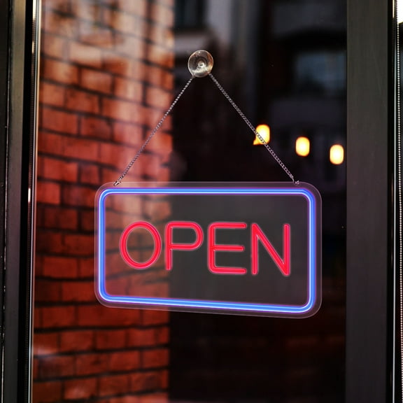 LOLIPPYY Light Up Open Sign for Business Board Blue 1 Set High Visibility Lobby Open Sign