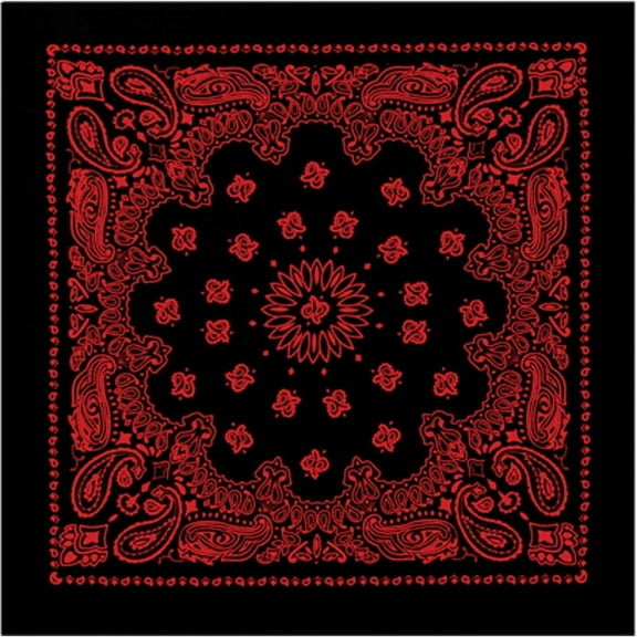 Rothco 2776 22 x 22 in. Trainmen Paisley Bandana, Black & Red