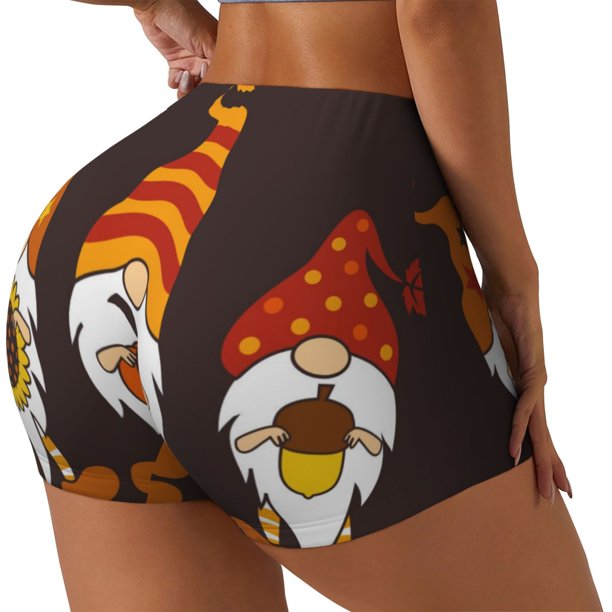 Fotbe Fall Gnomes Shorts Sin Costuras – Shorts Deportivos de Cintura Alta para Mujer, Elásticos para Gimnasio, Yoga, Running o Ciclismo-XX-Large