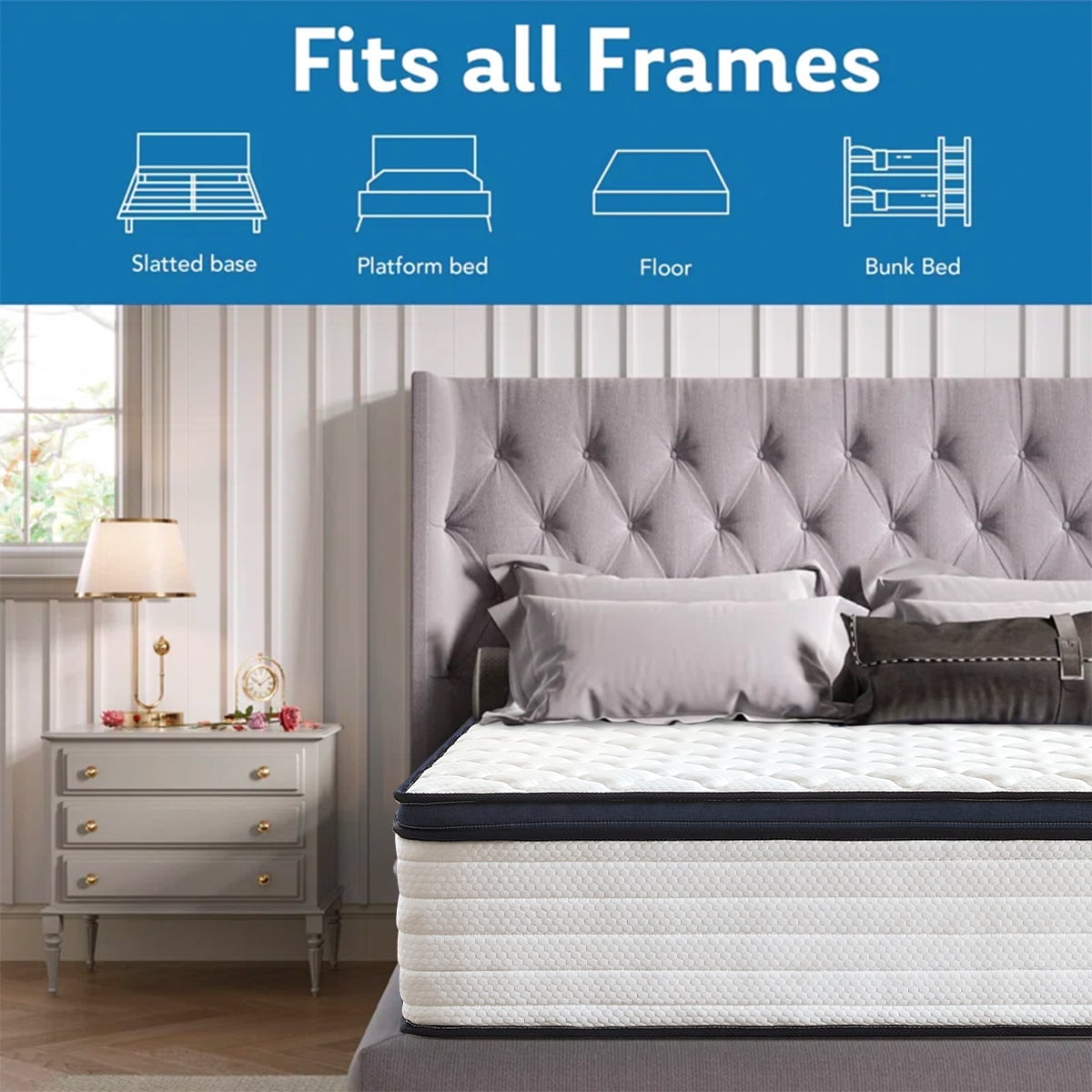 12" Full Size Mattresses, Cooling Gel Memory Foam Hybrid Mattress & Individually Pocket Coils Springs | Pressure Relief | Motion Isolation, Edge Support | CertiPUR-US Certified | Medium Firm