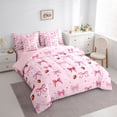 thumbnail image 2 of jejeloiu Winter Fruit Strawberry 7 Pieces Bedding Comforter Set,Chic Bowtie Lover Full Bedding Set For Girl Reversible, 2 of 7