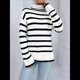 thumbnail image 5 of Suéter de Punto A Rayas con Bloques de Color y Larga para Mujer, Informal, Otoño e Invierno Rayas Blancas L, 5 of 10