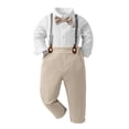 thumbnail image 5 of HAYIMI Toddler Boys Long Sleeve Solid Color T Shirt Tops Suspenders Pants Child Kids Gentleman Outfit Sets Comfort Clothes Sets, 5 of 6