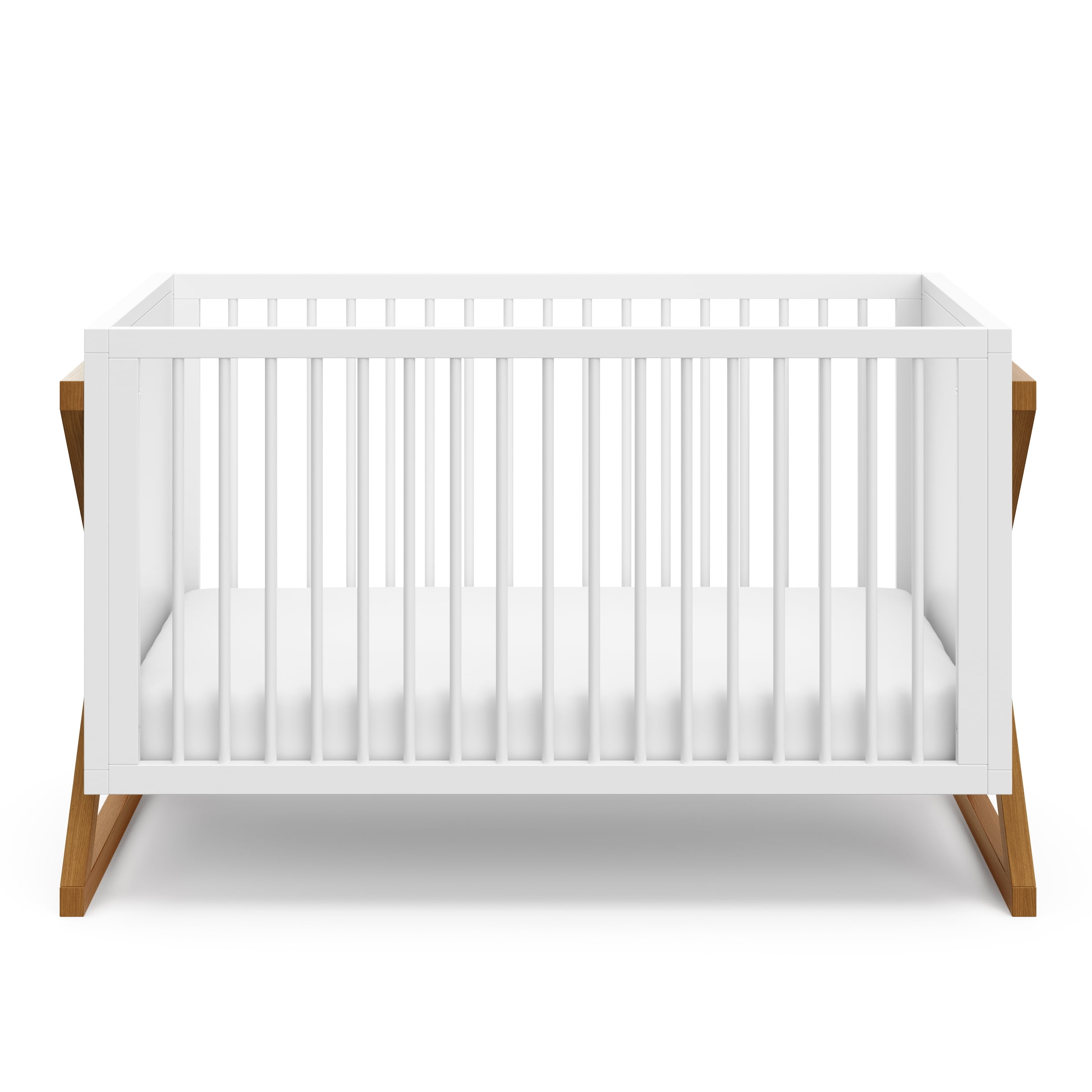 Storkcraft Equinox 3-in-1 Convertible Baby Crib, White with Vintage Driftwood
