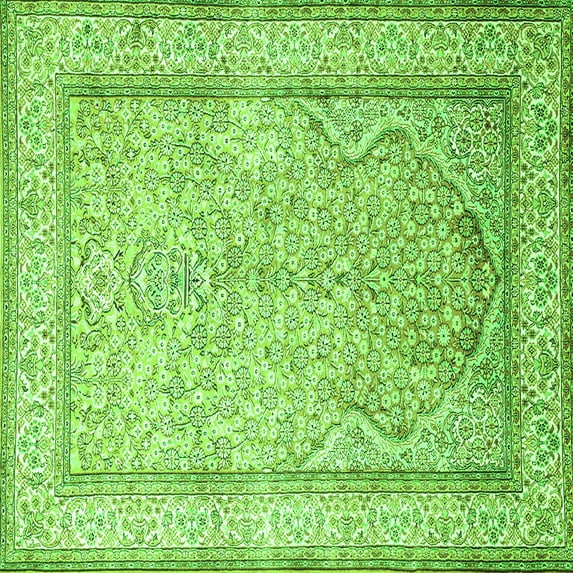 Ahgly Company Indoor Square Persian Green Traditional Area Rugs, 7' Square