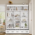 thumbnail image 2 of 78.7'' H Hall Tree with Bench and 5 Storage Cubbies, Modern Entryway Storage Organizer Cabinet with 4 Doors, 5 Drawers and Adjustable Shelves for Hallway, Entryway, Living Room, White, 2 of 9