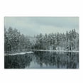 thumbnail image 1 of Woodland Cutting Board, Lake Surrounded by Snow Covered Trees on a Cold Winter Day in Finland Reflections, Decorative Tempered Glass Cutting and Serving Board, Small Size, White Brown, by Ambesonne, 1 of 1
