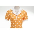 thumbnail image 4 of Dress for Women Polka Dot Short Sleeve Stand Collar Tiered Hem Maxi Dress with Sash Yellow XXL, 4 of 5