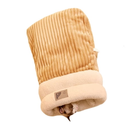 Yihuala Warm Cats Lounger Bed Velvets Barrels Shape Winter Sleep Bag Plush Liners Pet Cats Cave House for Various Cats
