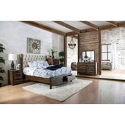 Rustic Fabric Upholstery King Storage bed in Brown Hutchinson by FoA Group