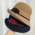 thumbnail image 2 of CoCopeaunts Bucket Hat for Women Solid Color Vintage Bowler Hat Round Roll-up Brim Warm Autumn Winter Hat Felt Leaf Hatband, 2 of 8