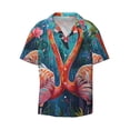 thumbnail image 5 of Daiia Romantic Flamingo Pair Men's Linen Shirts Short Sleeve Casual Shirts Button Down Shirt for Men Beach Summer Wedding Shirt-Small, 5 of 6