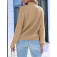 thumbnail image 5 of Women High Neck Oversized Sweaters Batwing Long Sleeve Pullover Loose Chunky Knit Jumper Khaki S, 5 of 8