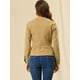 thumbnail image 5 of Chaqueta de mezclilla Allegra K con cuello redondo botones manga larga peplum Caqui XS, 5 of 6