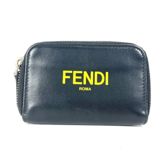 Pre-Owned FENDI 7M0257 Round Wallet Coin Purse Bicolor Wallet/Coin Case Leather Men's... (Good)