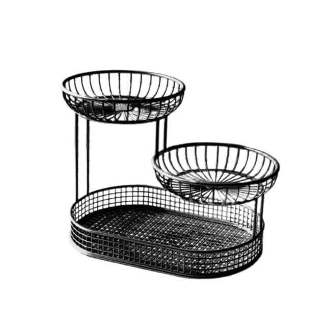 Cesta de frutas de 3 capas, centro de mesa multiusos, estante para ahorrar espacio para verduras, soporte para frutas, bocadillos, cebollas, papas, Negro