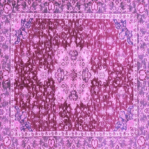 Ahgly Company Indoor Square Abstract Purple Modern Area Rugs, 7' Square