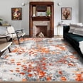 thumbnail image 1 of Washable Area Rug 5x7ft – Boho Abstract Modern Low Pile Non-Slip Carpet, Colorful Orange Gray Watercolor, Stain-Resistant Soft Rug for Living Room Bedroom, 1 of 8