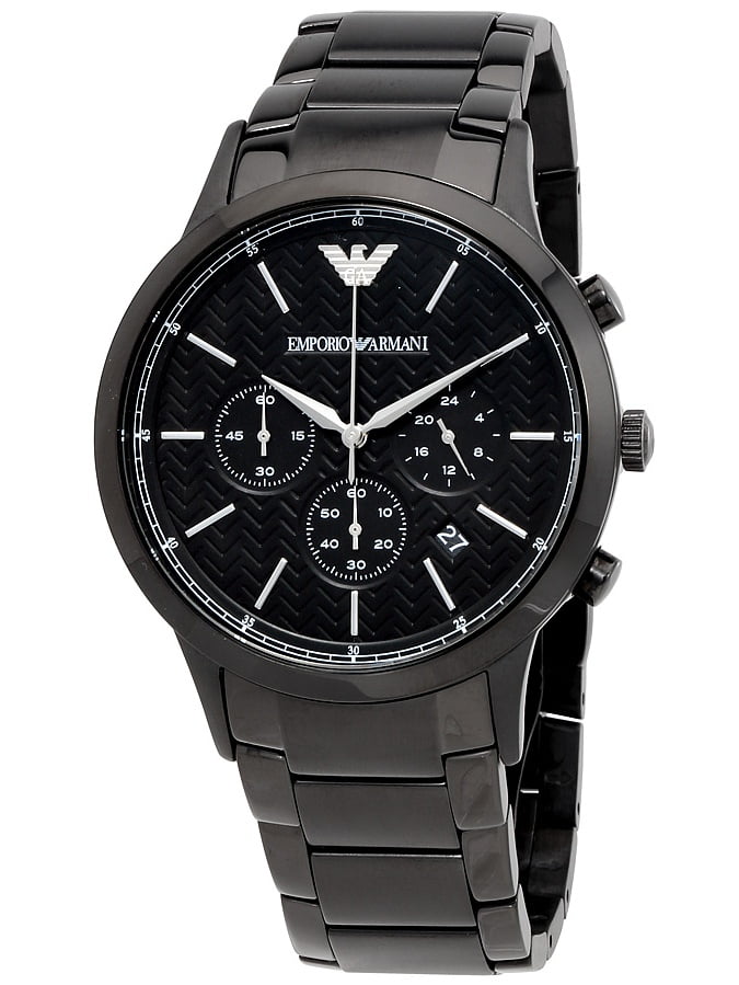 Emporio Armani - Emporio Armani Black Stainless Steel Chronograph Men's ...