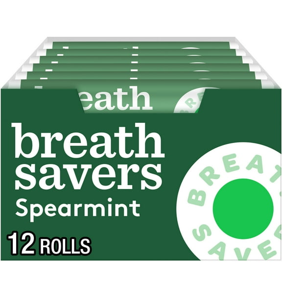 Breath Savers Spearmint Sugar Free Breath Mints, Rolls 0.75 oz, 24 Count