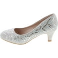 thumbnail image 2 of Forever Link Jemma-31 Womens Almond Toe Med Low Kitten Heel Jeweled Rhinestone Crystal Slide Slip On Pump Shoes, 2 of 7