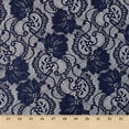 thumbnail image 2 of Stretch Lace Fabric Embroidered Poly Spandex French Floral Victoria 58" Wide by the yard (Navy Blue), 2 of 2