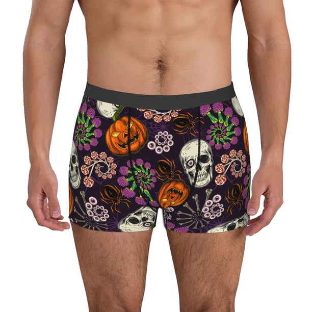 Fotbe Halloween With Skull Calzoncillos Tipo Boxer con Bolsa de Soporte Total para Hombre, X-Temp Fresco, Transpirable y de Secado Rápido-Small
